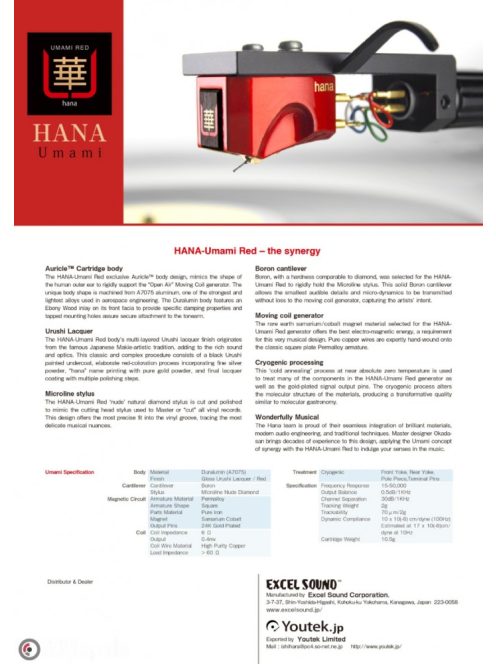 Hana Umami RED alacsony jelszintű High-End MC hangszedő - MicroLine