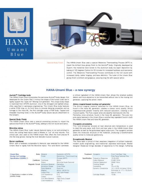 Hana Umami Blue alacsony jelszintű High-End MC hangszedő - MicroLine