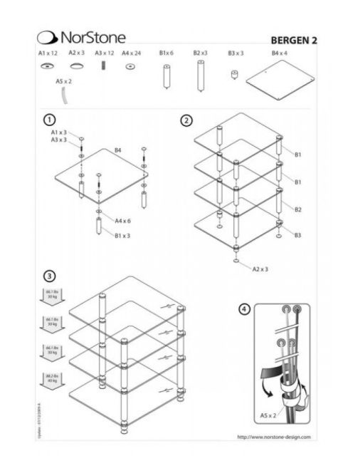 NorStone EPUR 4 Hi-Fi állvány Ezüst/víztiszta üveggel