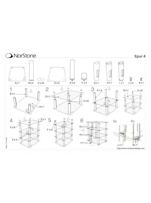 NorStone EPUR 4 Hi-Fi állvány Fekete/fekete üveg
