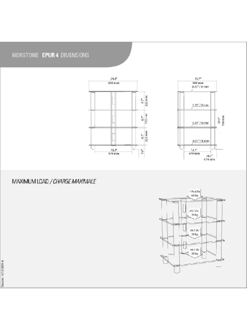 NorStone EPUR 4 Hi-Fi állvány Fekete/fekete üveg
