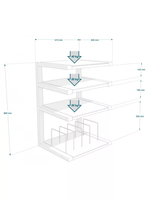 NorStone ESSE Hi-Fi VINYL állvány Fekete / frosted üveg