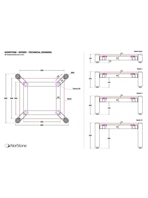 NorStone Spider 1 fekete üveg hifi állvány