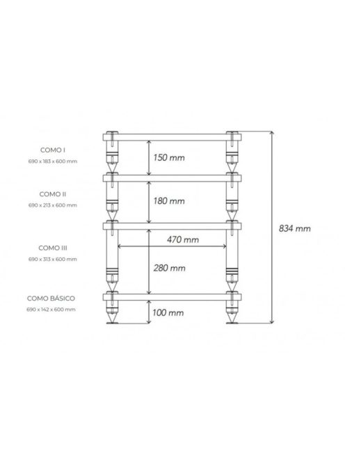 NorStone Como 2 audiofil készüléktartó állvány - fekete bőr