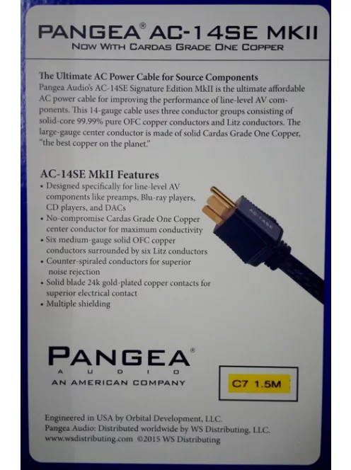 Pangea AC14SE MKII hálózati tápkábel 1,5m