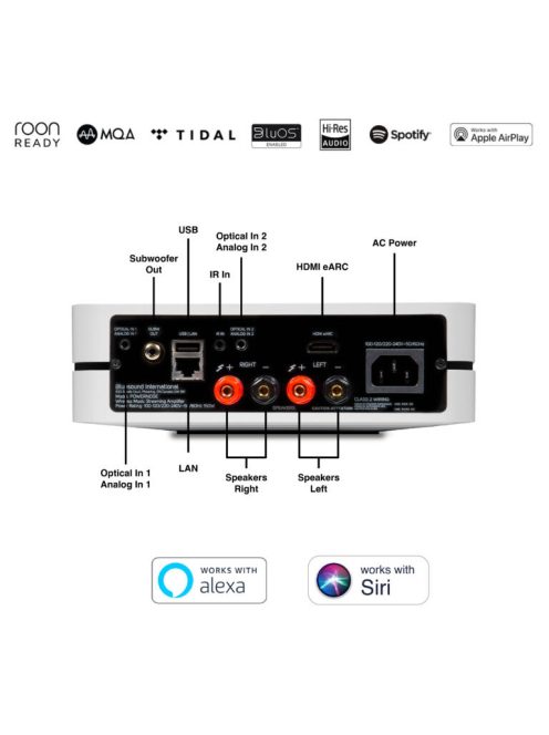 Bluesound POWER NODE hálózati zenelejátszó és erősítő streamer - fehér