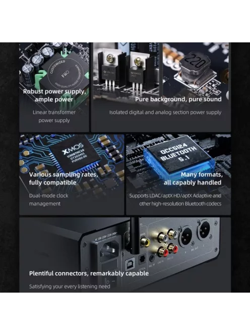FiiO K9 AKM 4499EX AKM4191EQ asztali fejhallgató erősítő és DAC fekete
