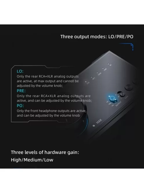 FiiO K9 AKM 4499EX AKM4191EQ asztali fejhallgató erősítő és DAC fekete