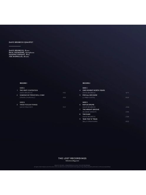 DAVE BRUBECK QUARTET - DEBUT IN THE NETHERLANDS 1958 2LP 33RPM