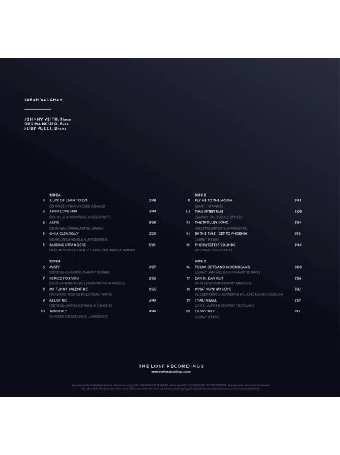 SARAH VAUGHAN - LIVE AT THE BERLIN PHILHARMONIE 1969 2LP 33RPM