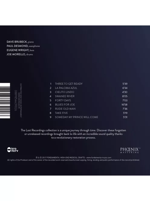 DAVE BRUBECK QUARTET - LIVE AT THE KURHAUS 1967 - audiophile CD lemez