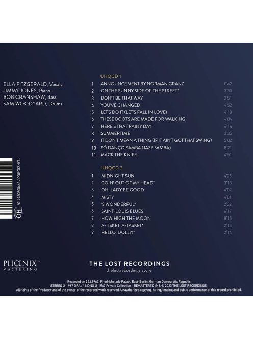 ELLA FITZGERALD - LIVE IN EAST BERLIN 1967 - audiophile Dupla UHQ CD lemez