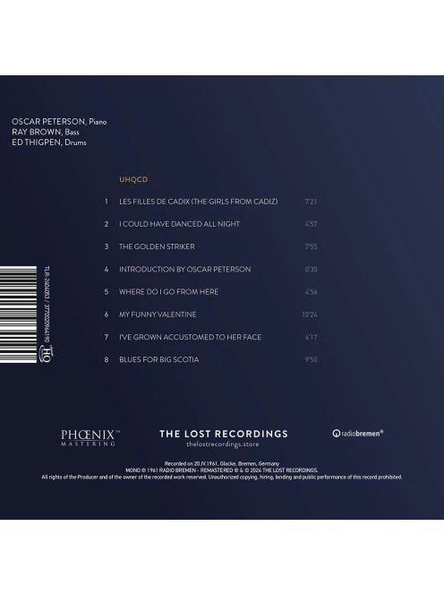 OSCAR PETERSON TRIO - LIVE IN BREMEN 1961 - audiophile UHQ CD lemez