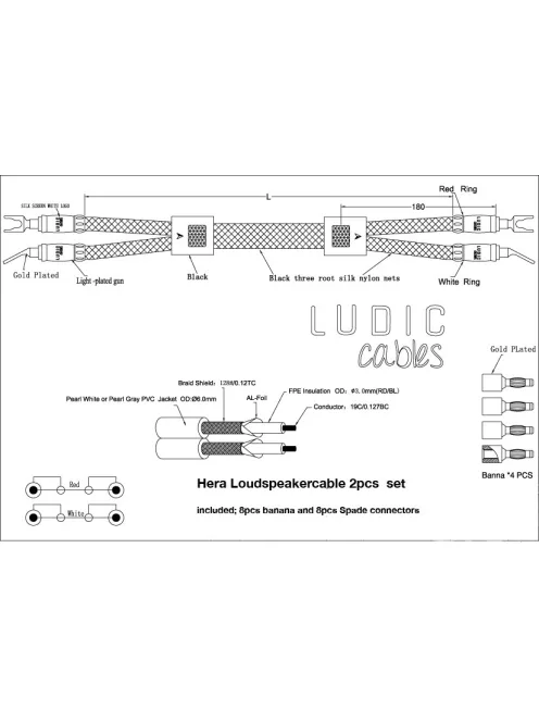 Ludic Audio HERA szerelt hangfal kábel 2x3m